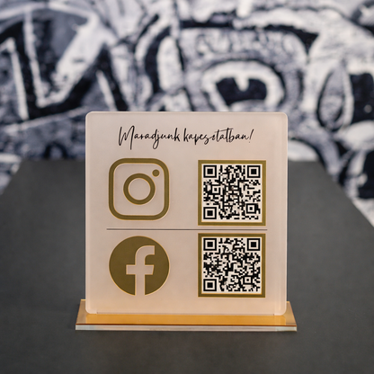 Instagram Facebook Qr Tábla Arany