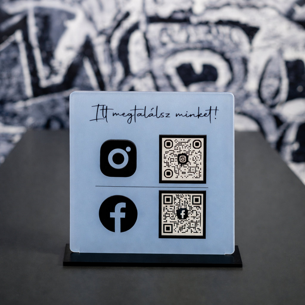 Instagram Facebook QR tábla Kék