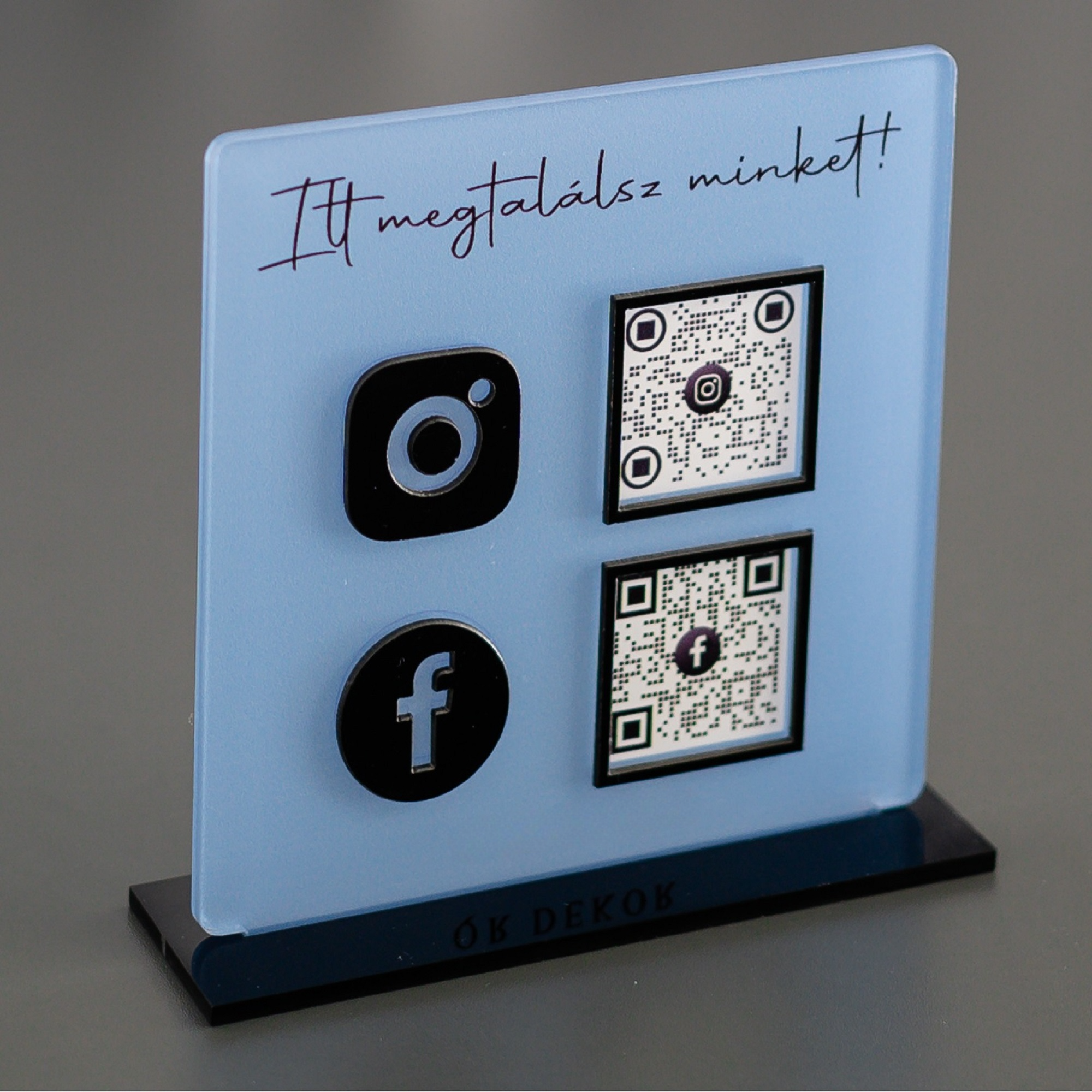 Instagram Facebook QR tábla Kék