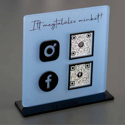 Instagram Facebook QR tábla Kék